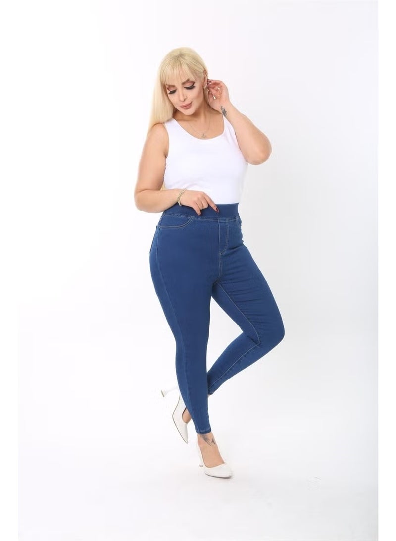 Cedy Denim Women's 42-58 Size Elastic Waist Fake Pocket Slimming Trousers C608 - Image 4